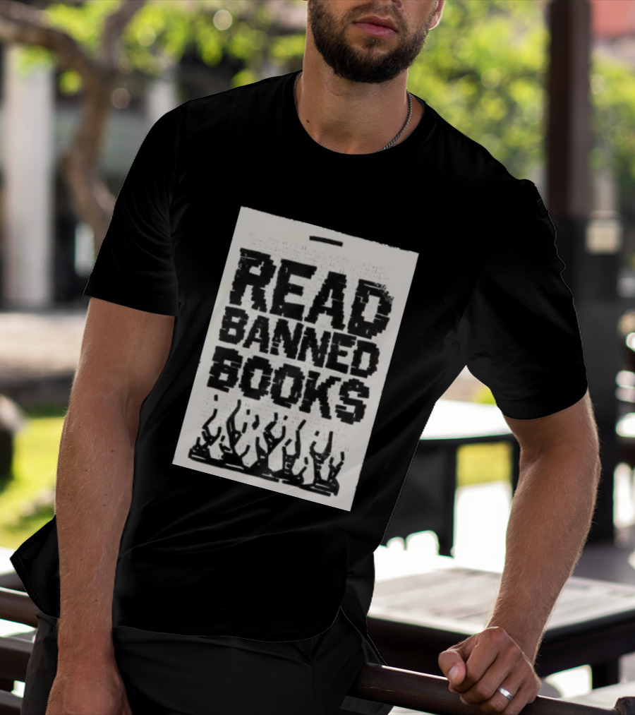 Read Banned Books Advocacy With Rising Flames T-Shirt