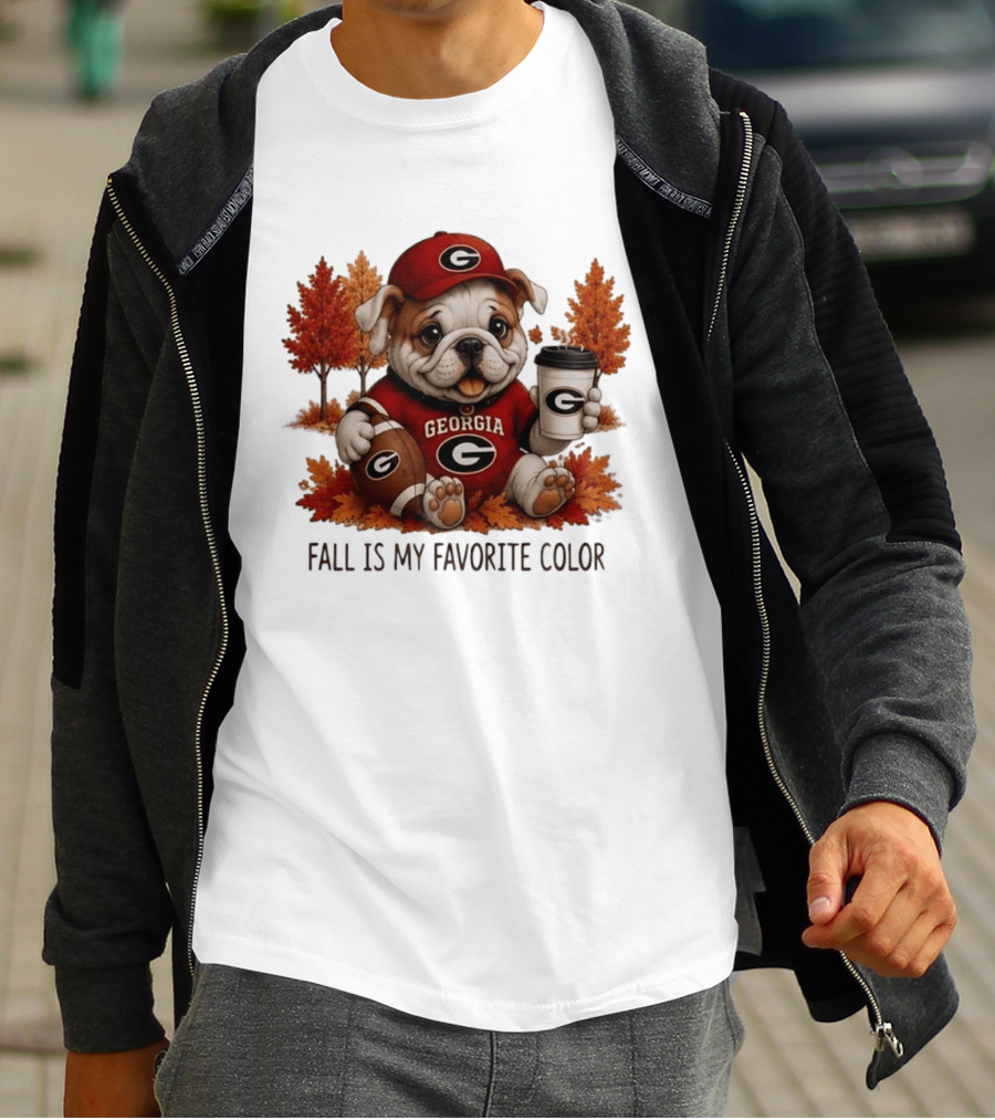 Georgia Bulldogs Fall Is My Favorite Color Football Bulldog Autumn T-Shirt