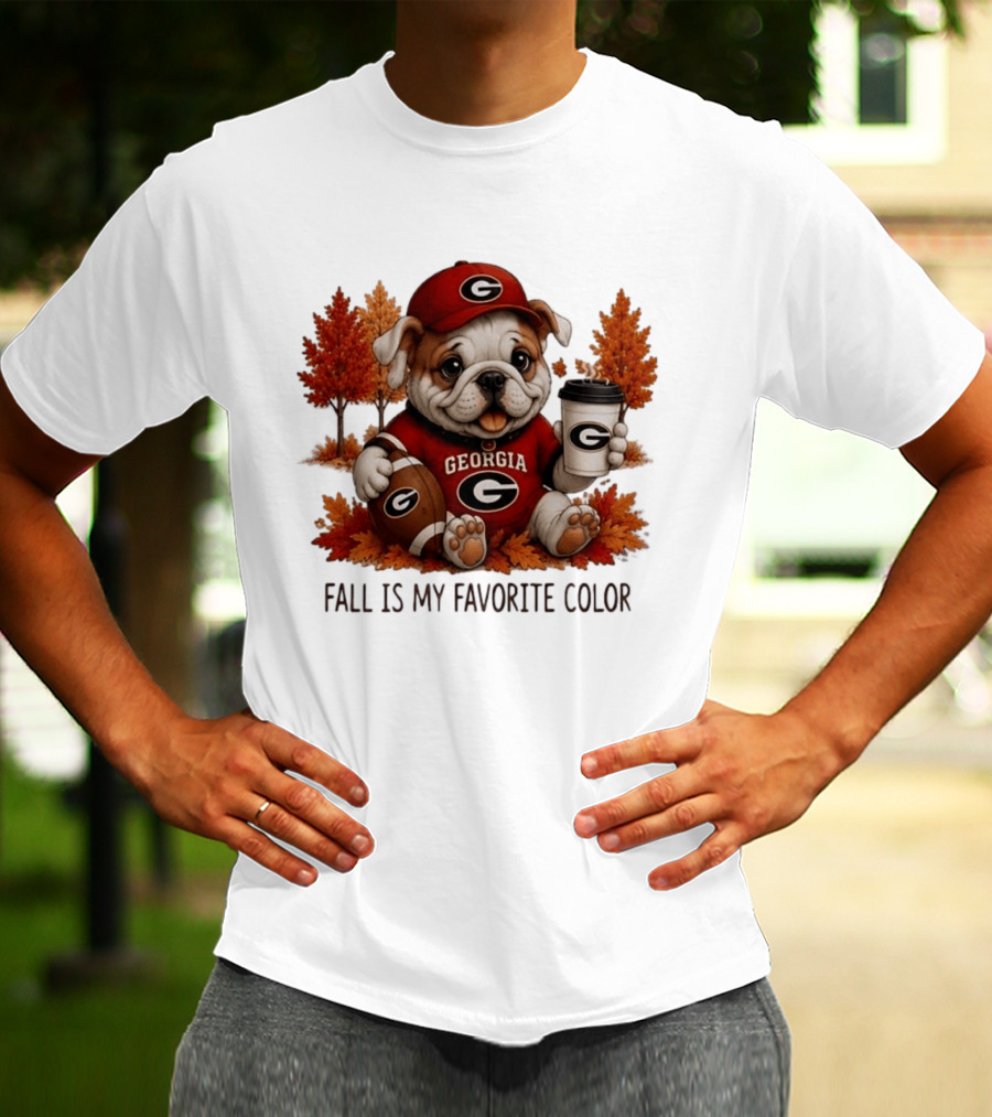 Georgia Bulldogs Fall Is My Favorite Color Football Bulldog Autumn T-Shirt