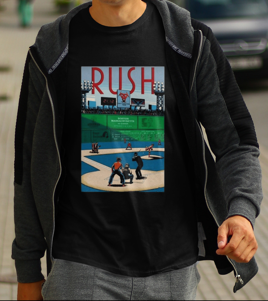 Boston Massachusetts Rush 2026 Concert Sep 12 & 14 TD Garden Baseball T-Shirt