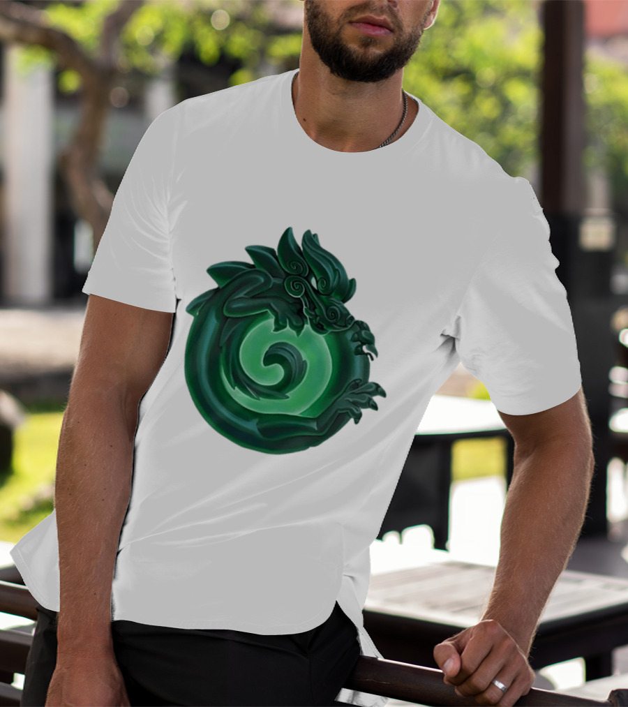 Green Jade Dragon Ouroboros Mythology Symbolic T-Shirt