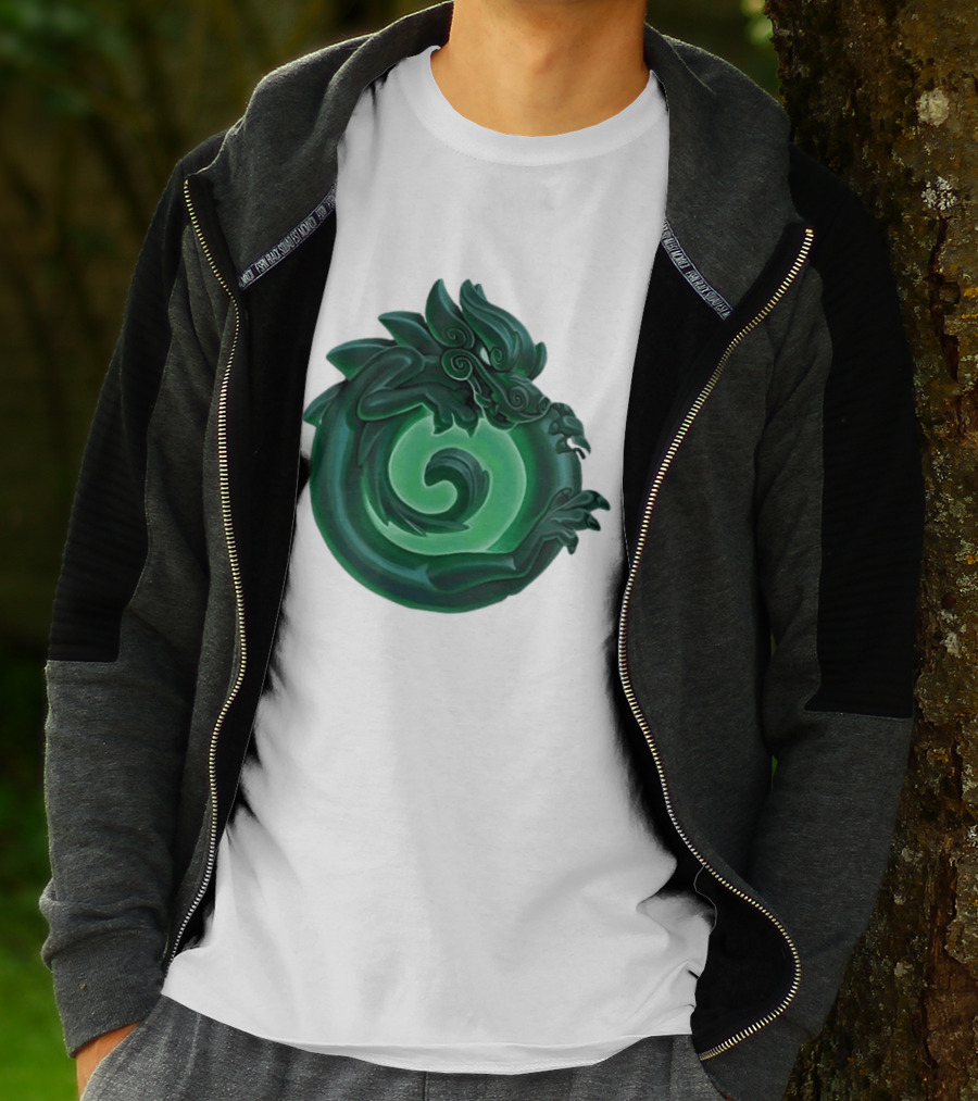 Green Jade Dragon Ouroboros Mythology Symbolic T-Shirt