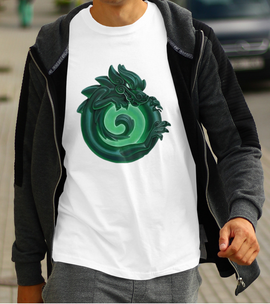 Green Jade Dragon Ouroboros Mythology Symbolic T-Shirt