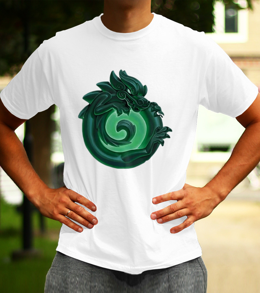 Green Jade Dragon Ouroboros Mythology Symbolic T-Shirt