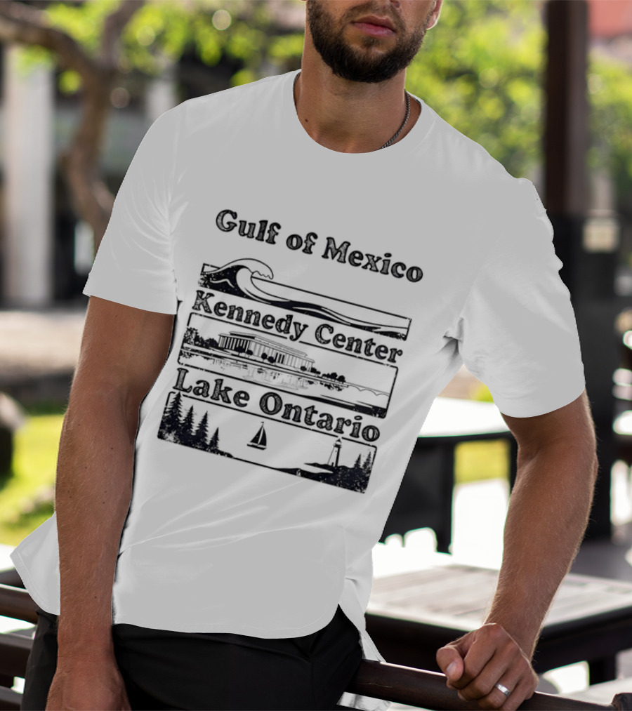 Gulf Of Mexico Wave Kennedy Center Building Lake Ontario Sailboat Scene T-Shirt