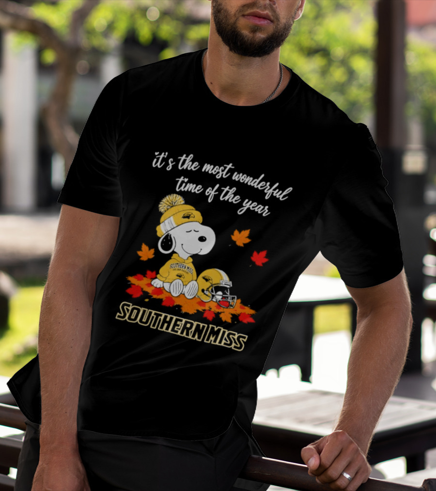 Snoopy It's The Most Wonderful Time Of The Year Southern Miss Golden Eagles Peanuts Fall Football T-Shirt