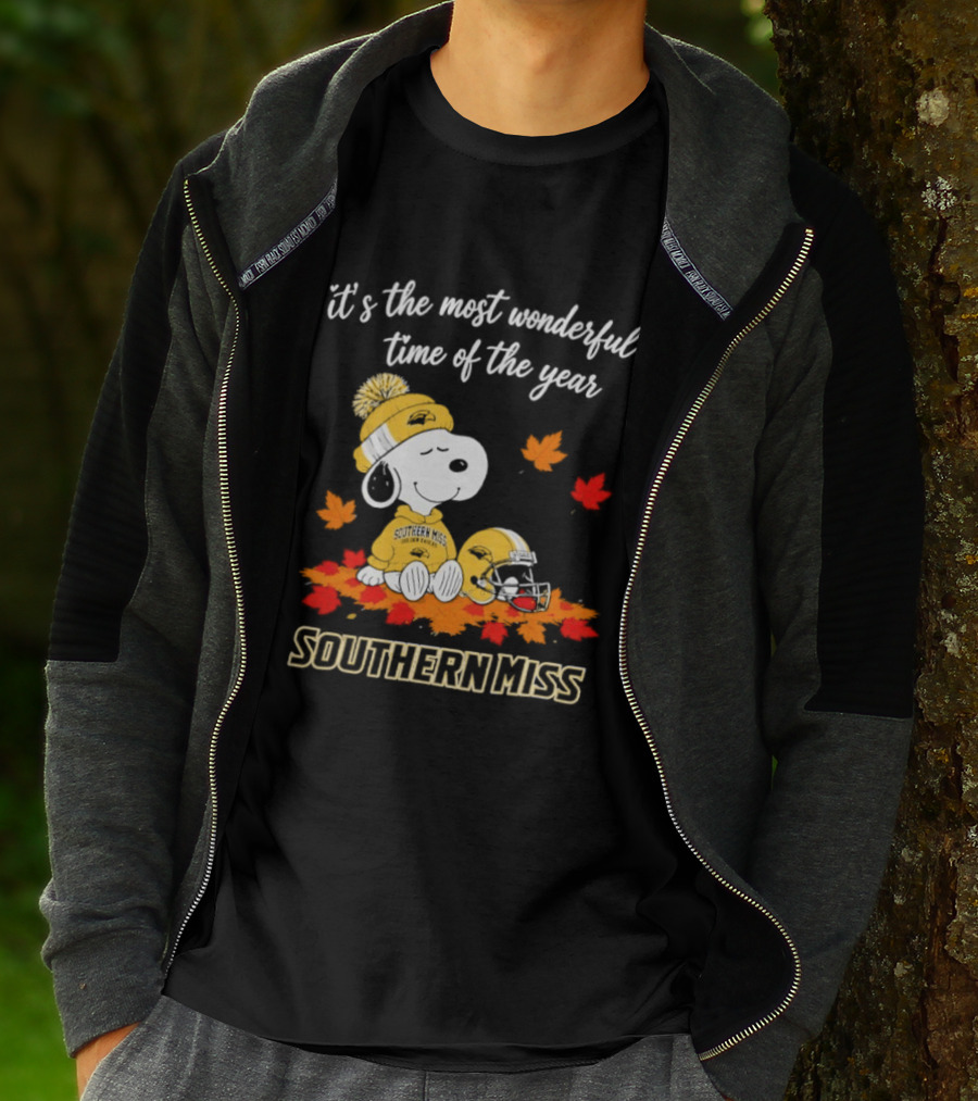 Snoopy It's The Most Wonderful Time Of The Year Southern Miss Golden Eagles Peanuts Fall Football T-Shirt