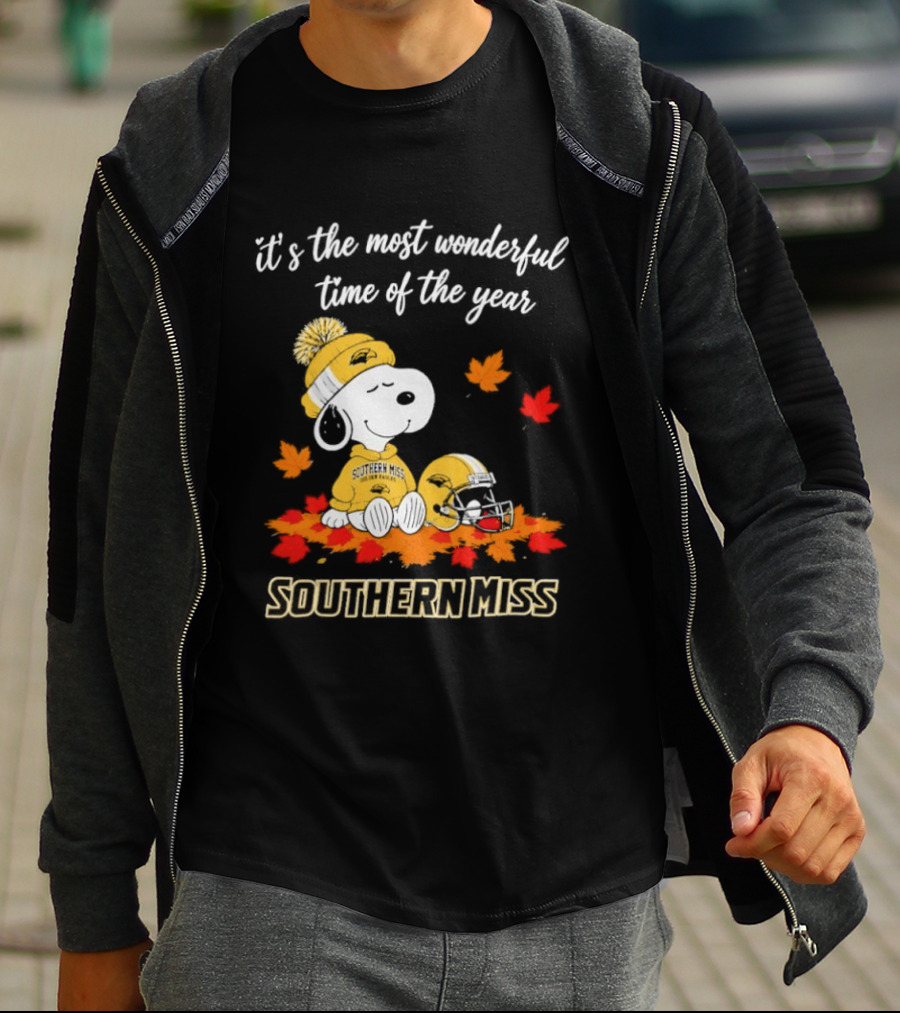 Snoopy It's The Most Wonderful Time Of The Year Southern Miss Golden Eagles Peanuts Fall Football T-Shirt