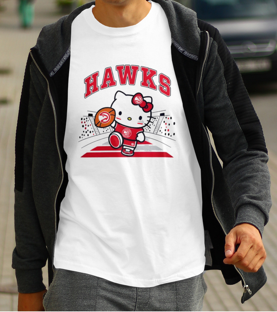 Hello Kitty Atlanta Hawks Basketball Collaboration 2026 NBA Season T-Shirt