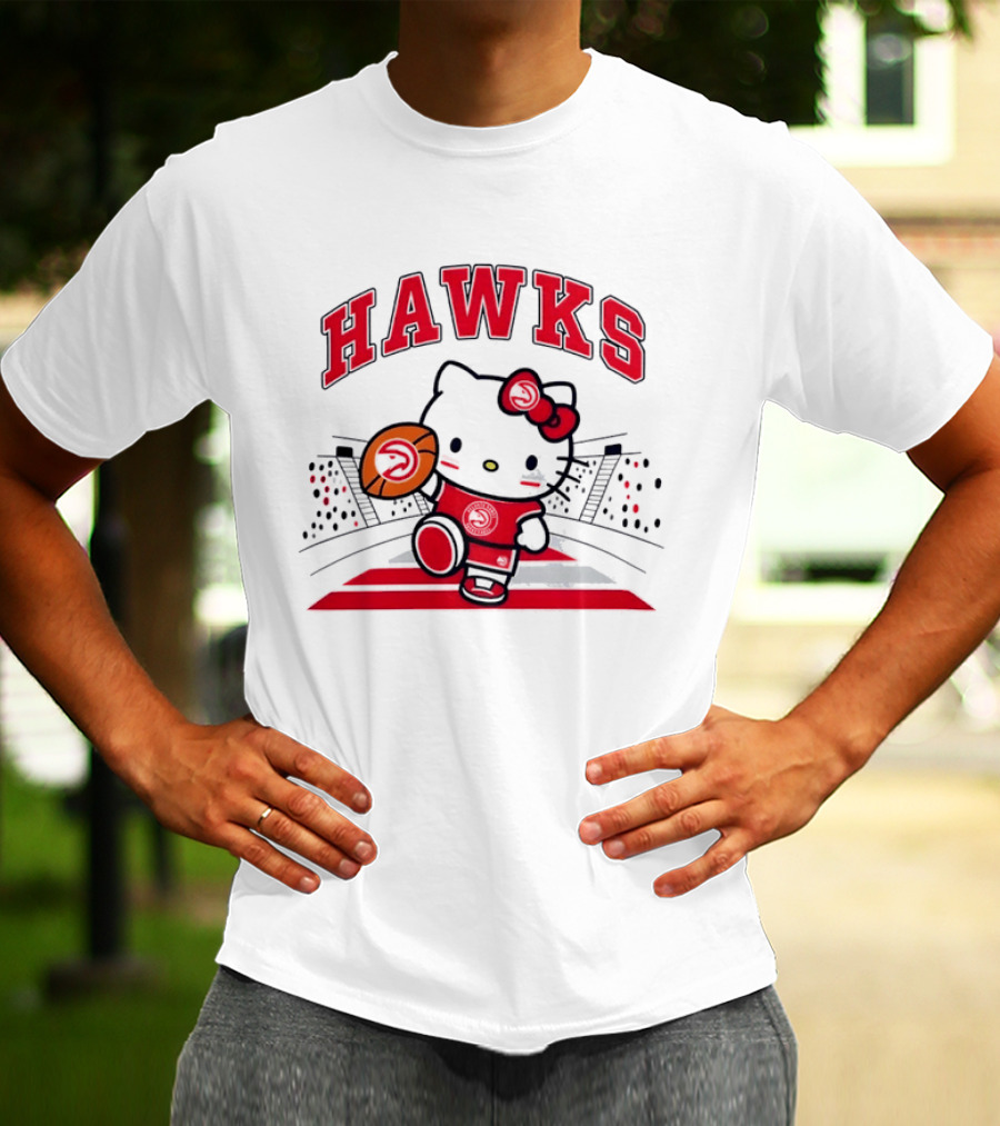 Hello Kitty Atlanta Hawks Basketball Collaboration 2026 NBA Season T-Shirt