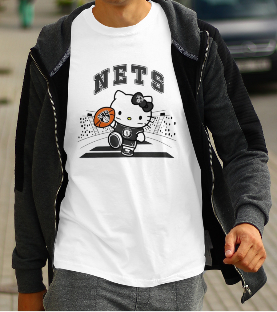 Nets Hello Kitty Brooklyn Basketball Collaboration 2026 NBA Season T-Shirt