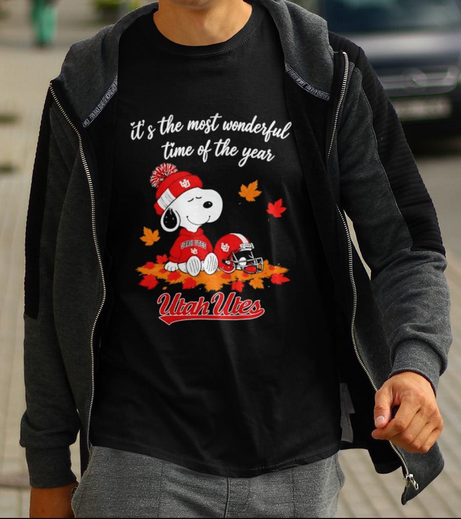 Snoopy It's The Most Wonderful Time Of The Year Utah Utes Autumn Cozy Vibe T-Shirt