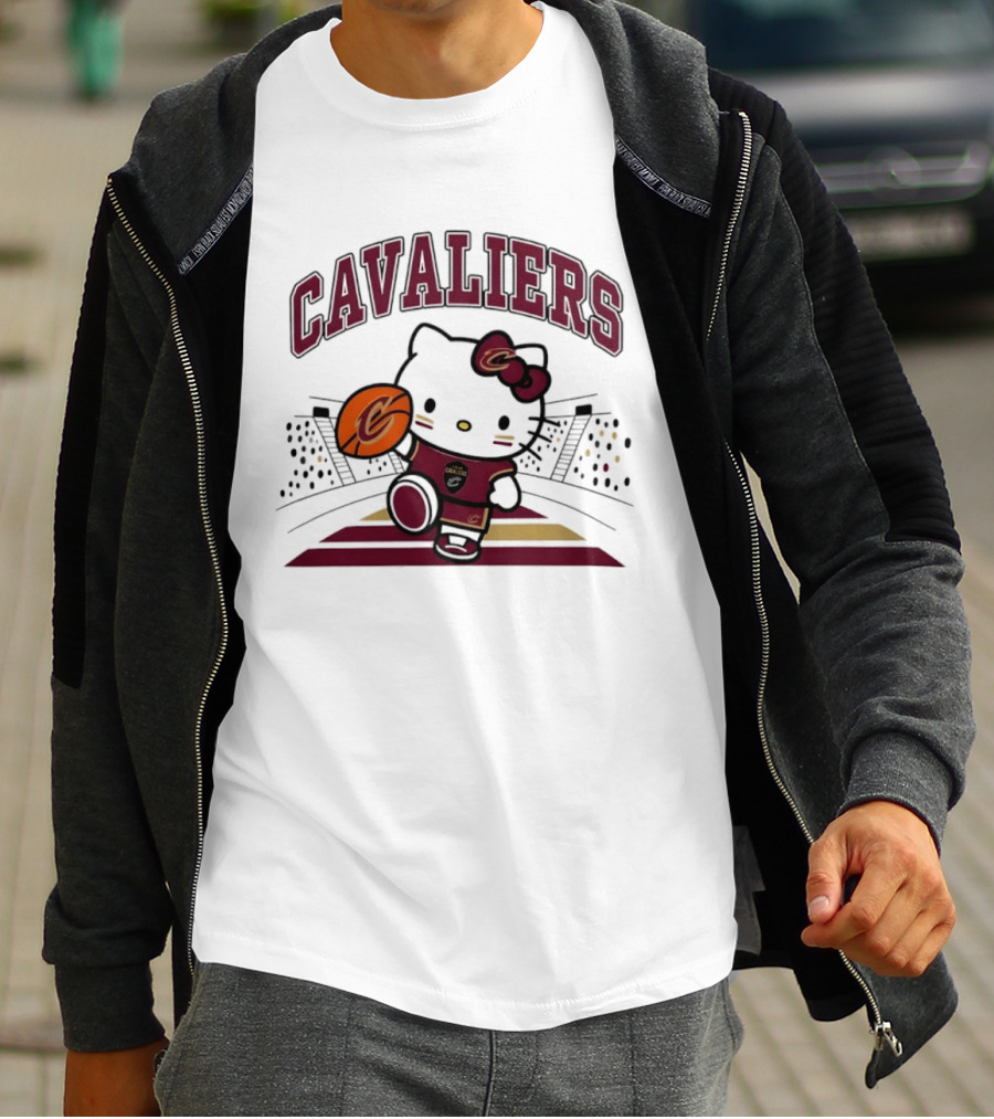 Hello Kitty Cavaliers Basketball 2026 NBA Season Collaboration T-Shirt