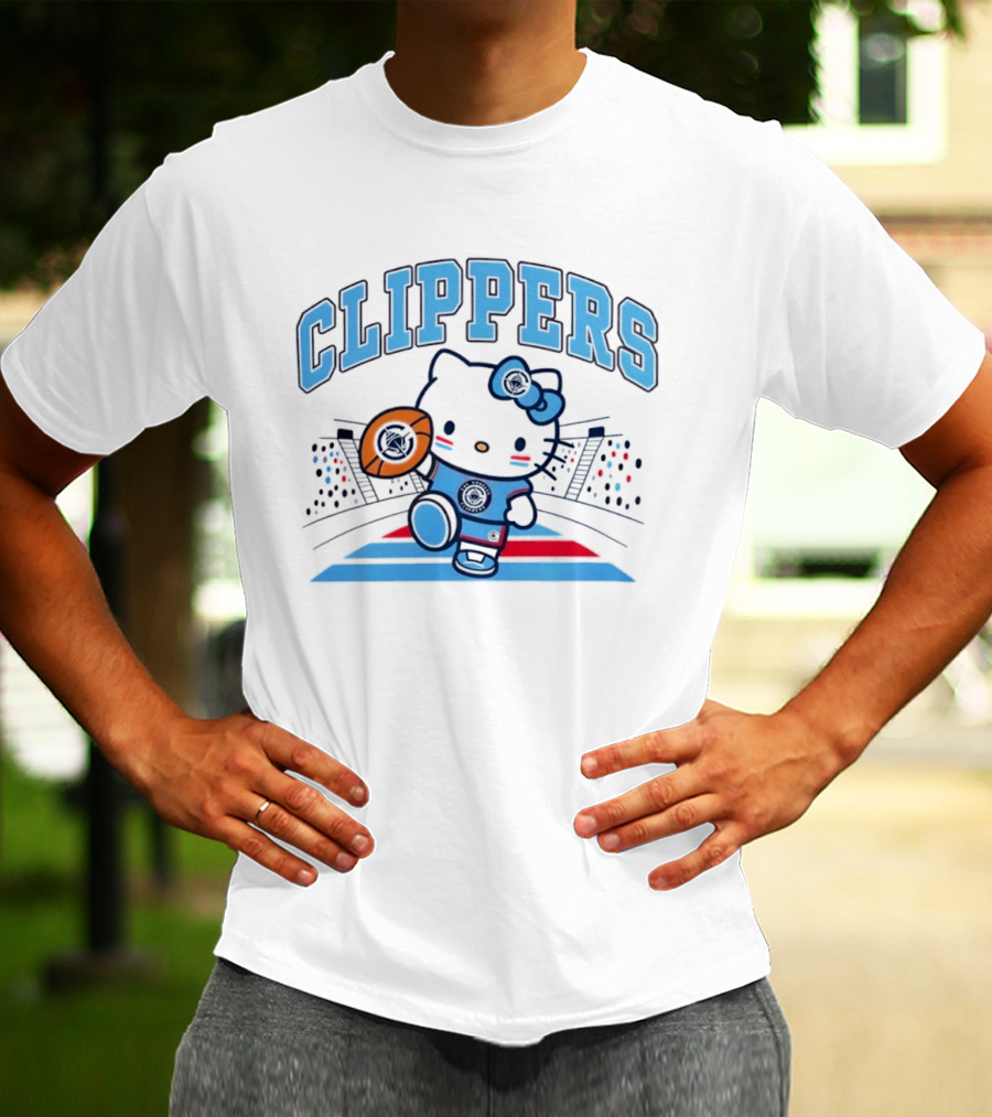 Hello Kitty Clippers 2026 NBA Season Basketball Fan Collaboration T-Shirt