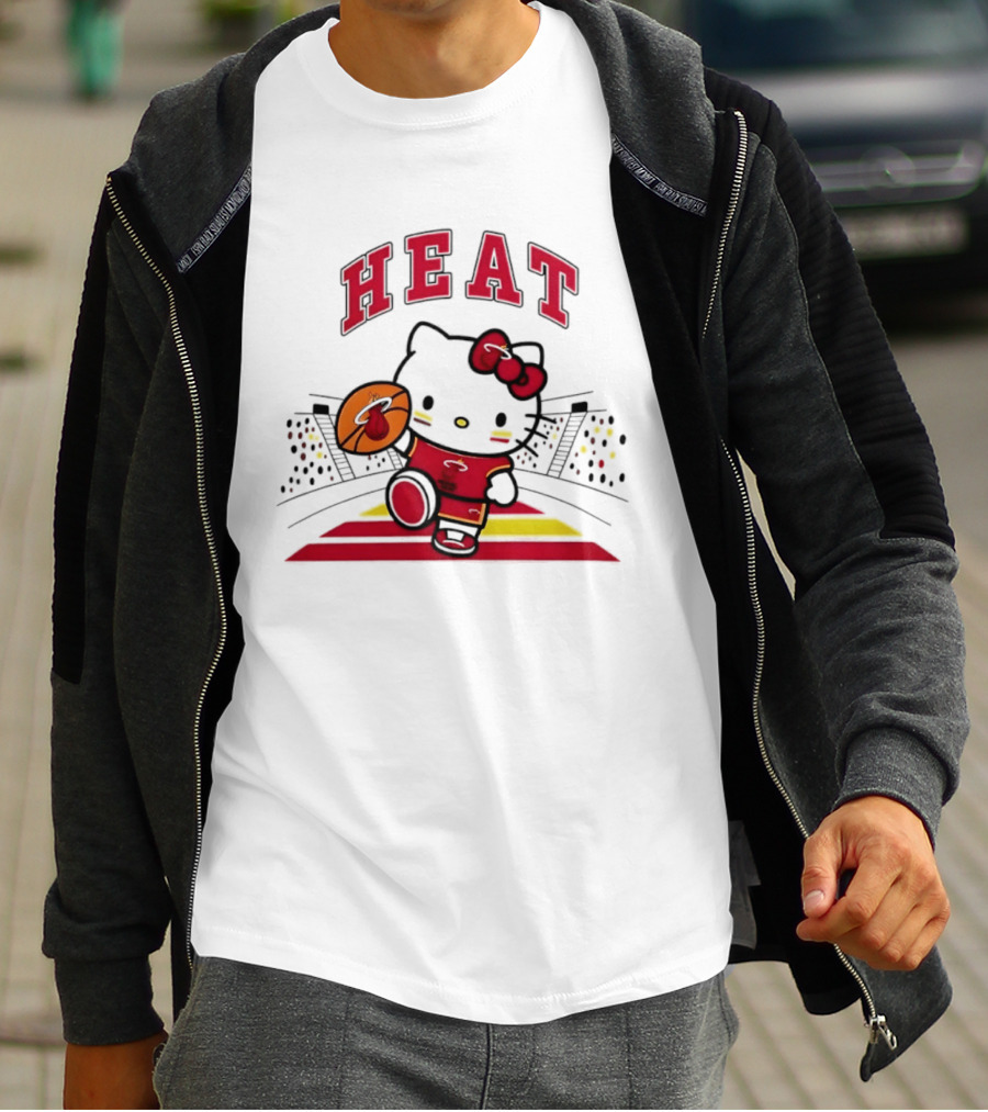 Hello Kitty Heat Miami NBA Basketball 2026 Season Collaboration T-Shirt