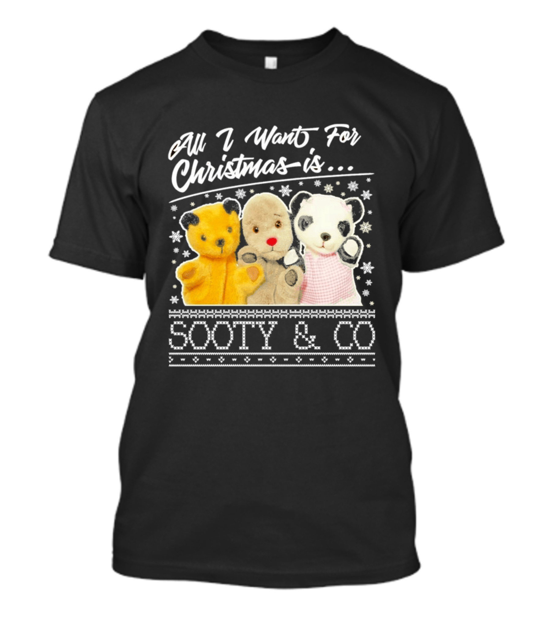 All I Want For Christmas Is Sooty And Co Vintage Stuffed Characters T-Shirt