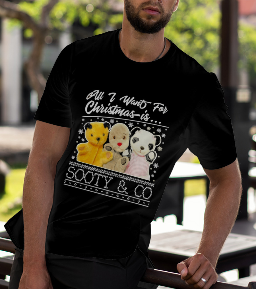 All I Want For Christmas Is Sooty And Co Vintage Stuffed Characters T-Shirt