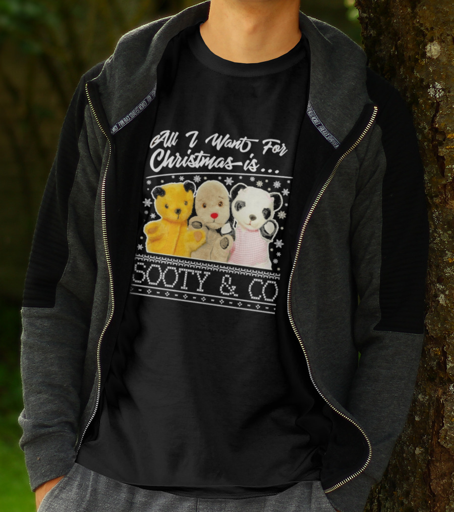 All I Want For Christmas Is Sooty And Co Vintage Stuffed Characters T-Shirt