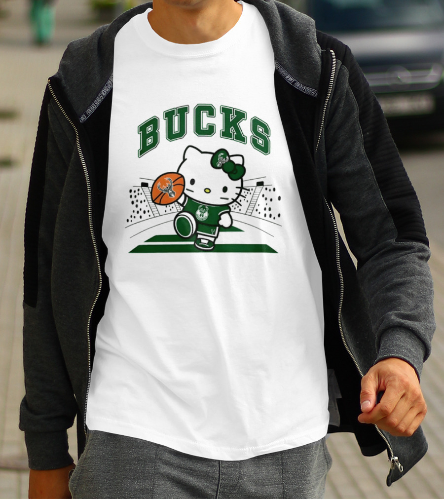 Hello Kitty Bucks Basketball Milwaukee Crossover 2026 NBA Season T-Shirt