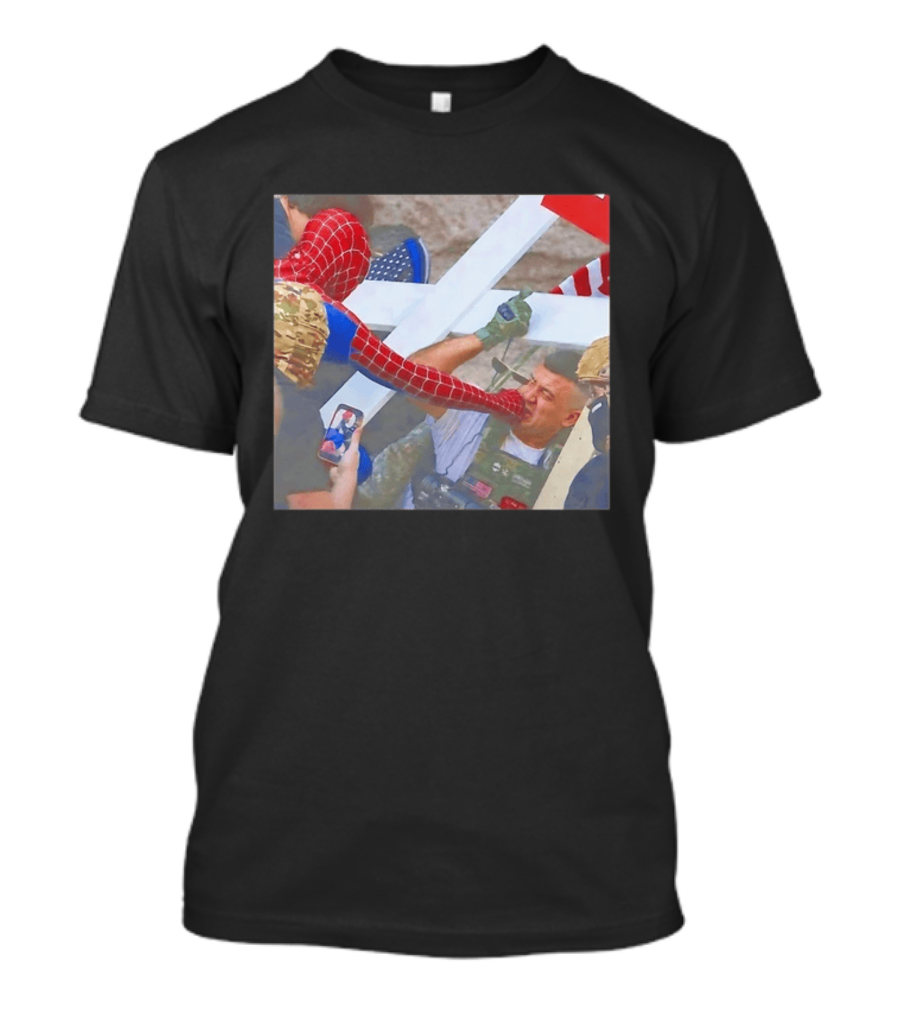 Invisible Touch Spider Man Meets Protester Face Off T-Shirt
