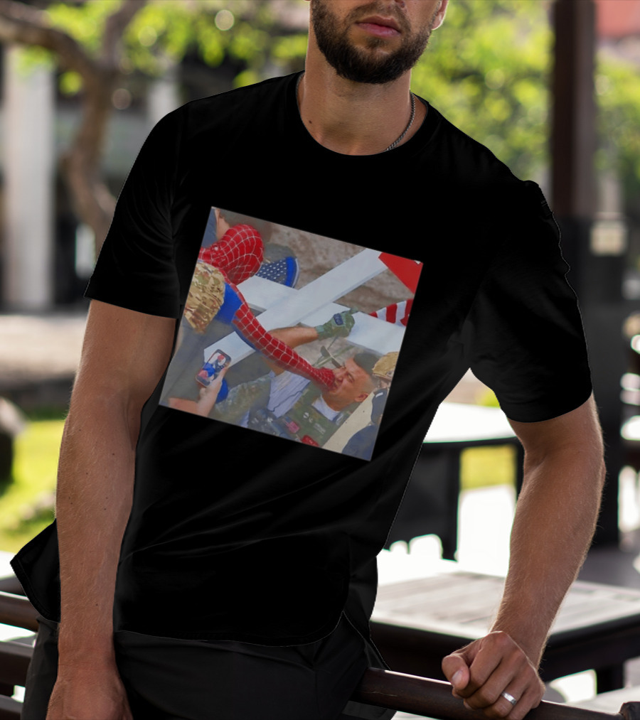 Invisible Touch Spider Man Meets Protester Face Off T-Shirt