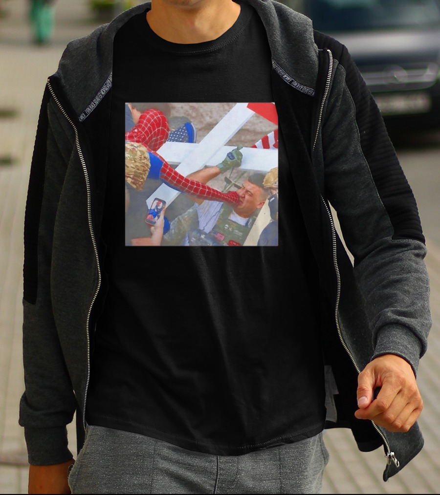 Invisible Touch Spider Man Meets Protester Face Off T-Shirt