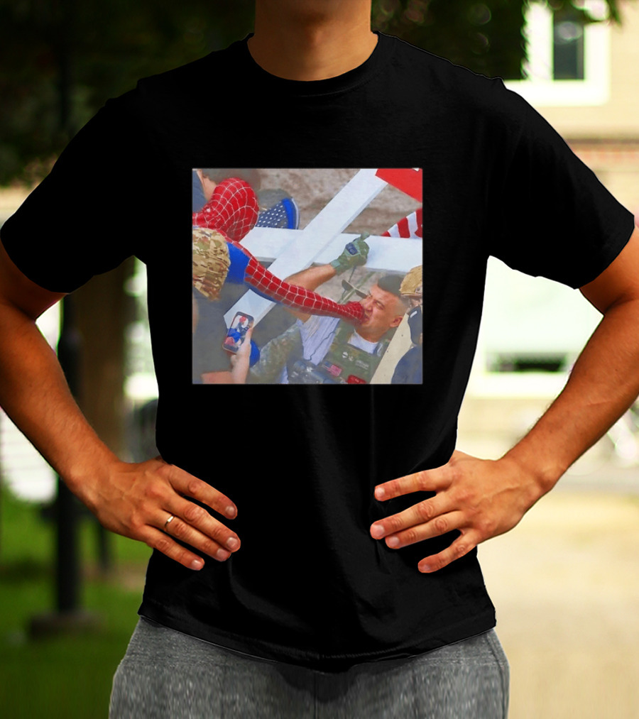 Invisible Touch Spider Man Meets Protester Face Off T-Shirt