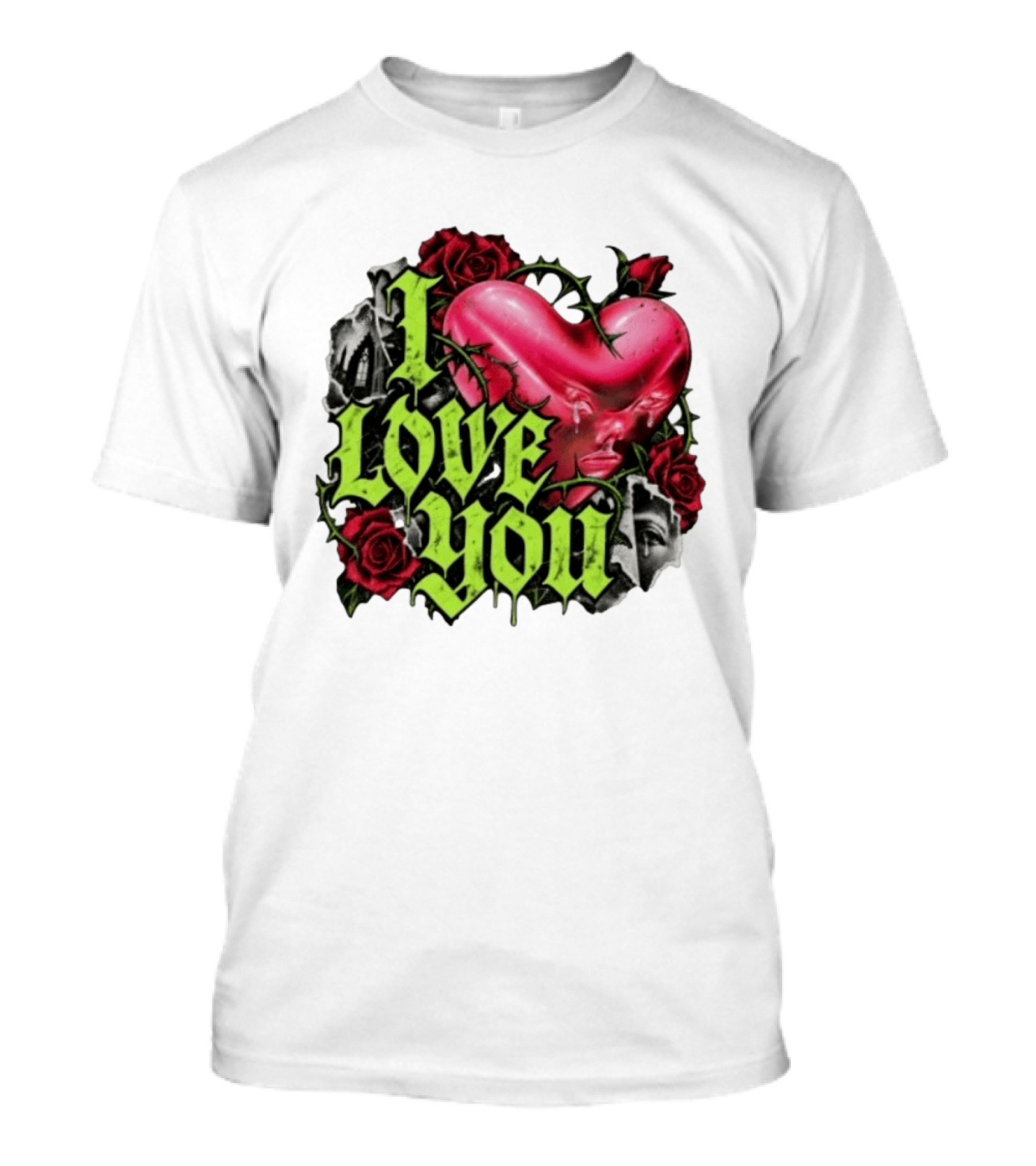 I Love You Gothic Heart Roses T-Shirt