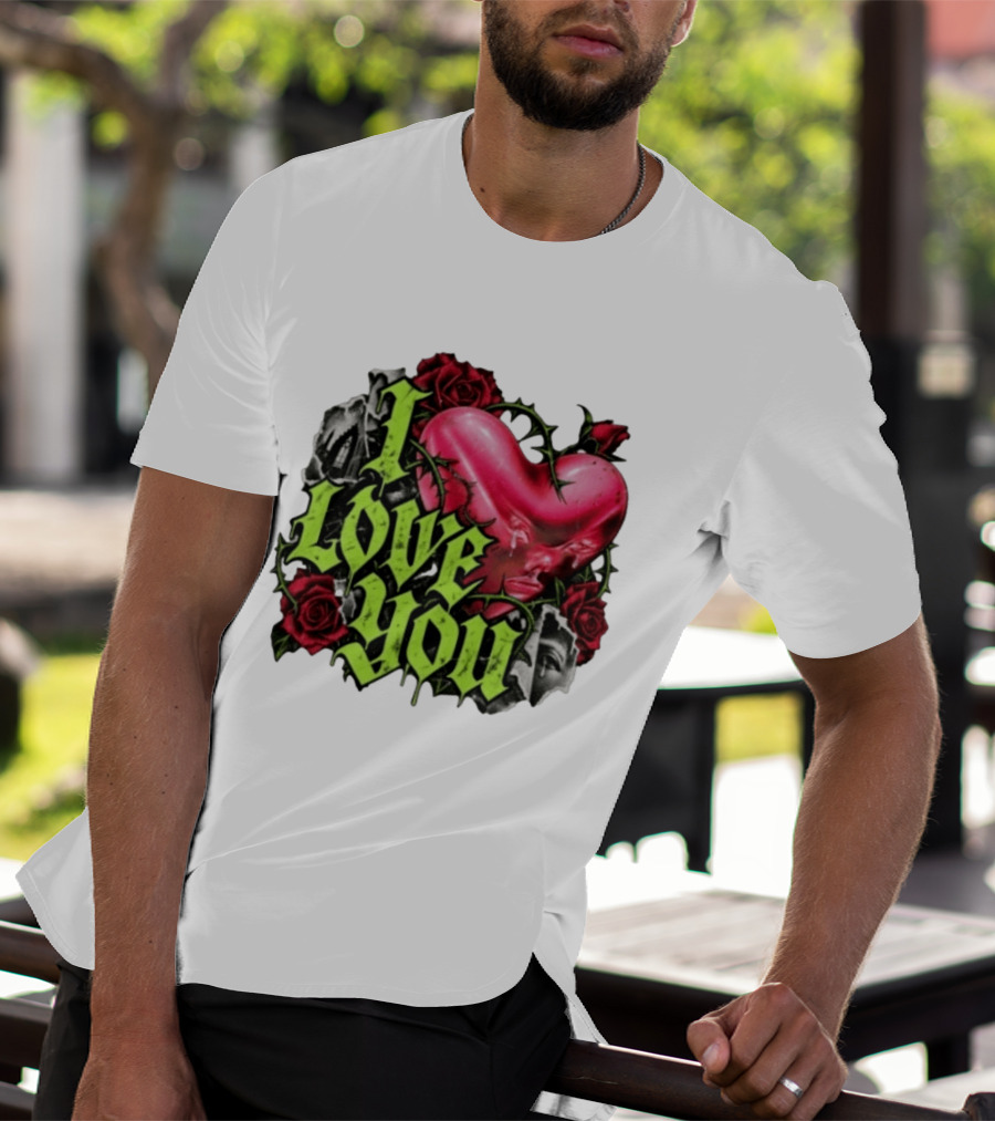 I Love You Gothic Heart Roses T-Shirt