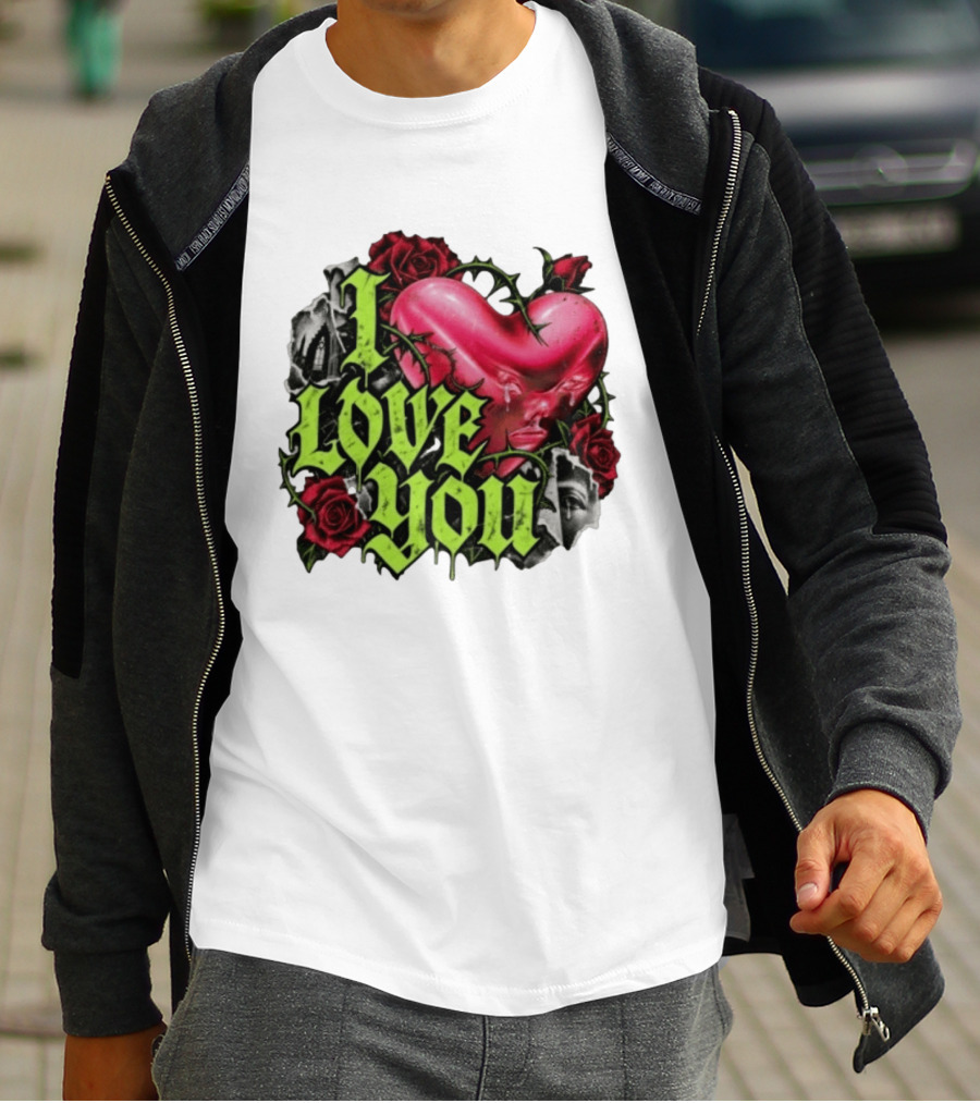 I Love You Gothic Heart Roses T-Shirt