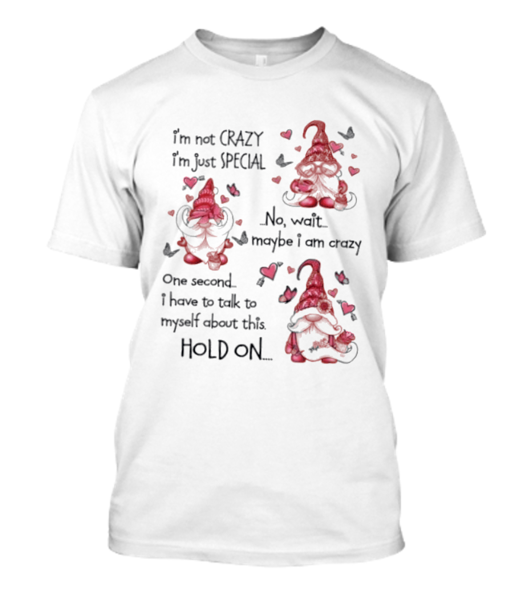 I'm Not Crazy I'm Just Special Gnome No Wait Maybe I Am Crazy Hold On T-Shirt