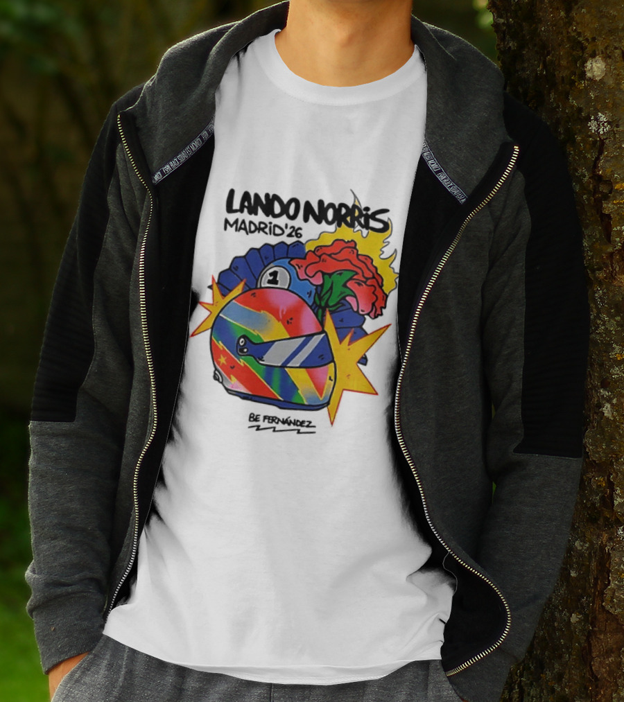 Lando Norris Madrid '26 Helmet Vibrant Art Explosion T-Shirt