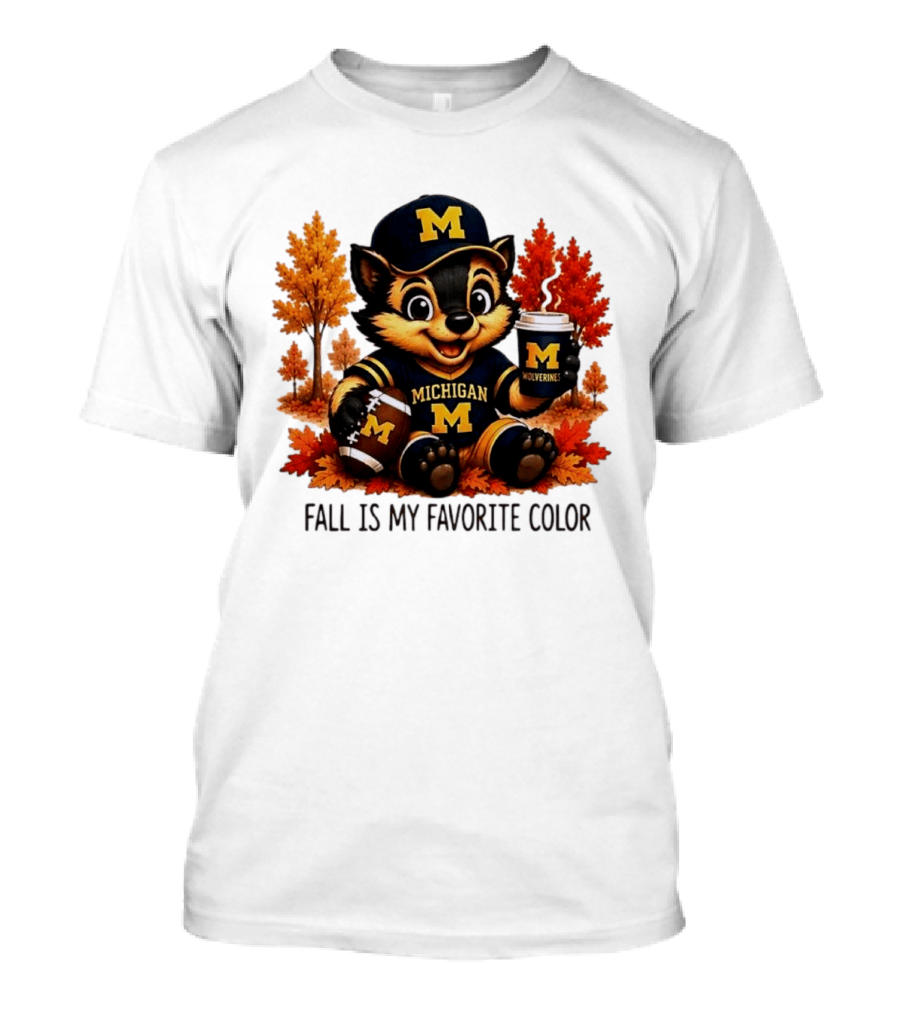 Michigan Wolverines Fall Is My Favorite Color Mascot Coffee Football T-Shirt