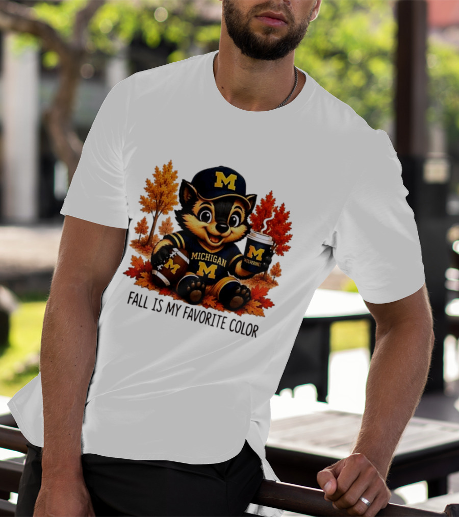 Michigan Wolverines Fall Is My Favorite Color Mascot Coffee Football T-Shirt