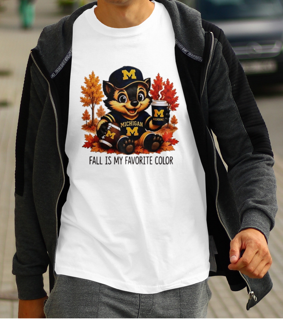 Michigan Wolverines Fall Is My Favorite Color Mascot Coffee Football T-Shirt