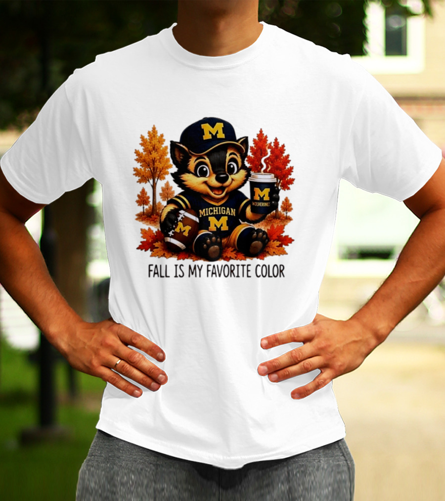 Michigan Wolverines Fall Is My Favorite Color Mascot Coffee Football T-Shirt
