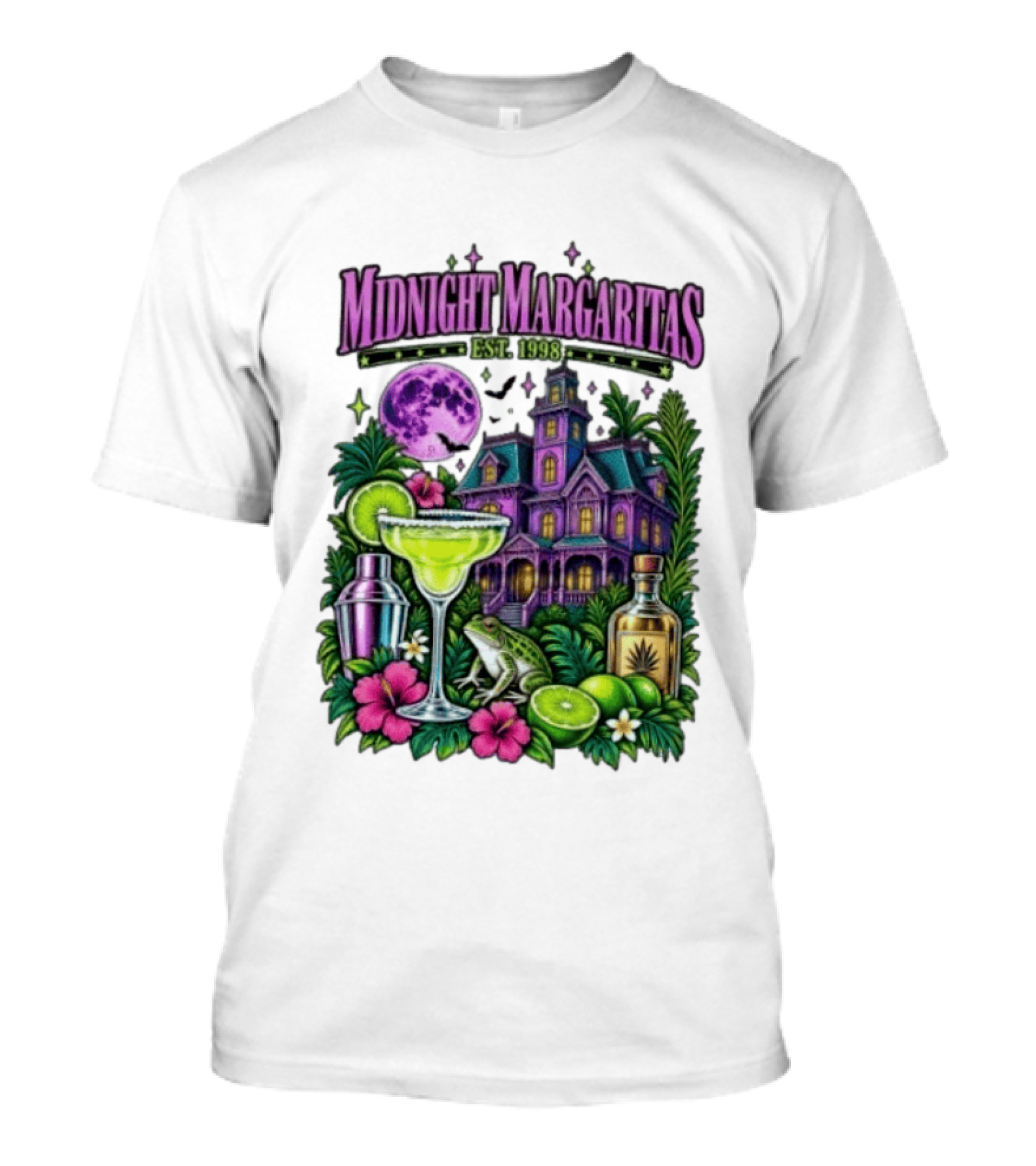 Midnight Margaritas Est. 1998 Haunted Mansion Tropical Vibes Lime And Moon Magic T-Shirt
