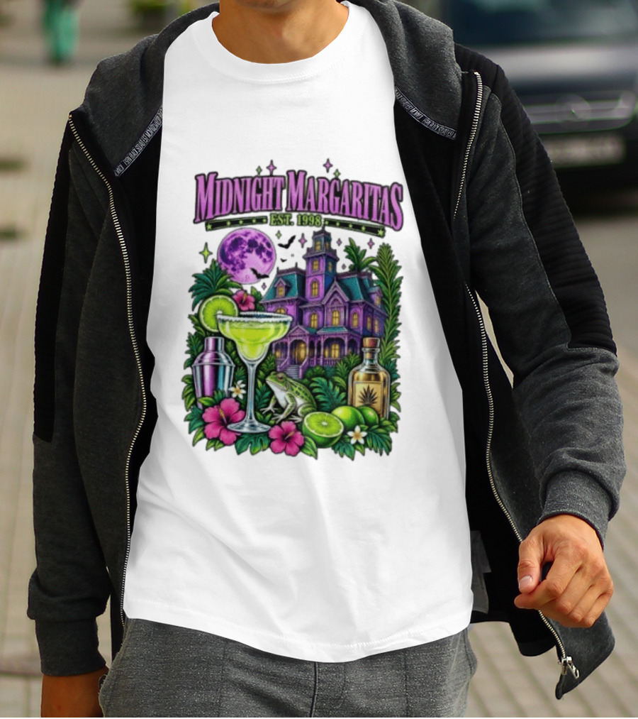 Midnight Margaritas Est. 1998 Haunted Mansion Tropical Vibes Lime And Moon Magic T-Shirt