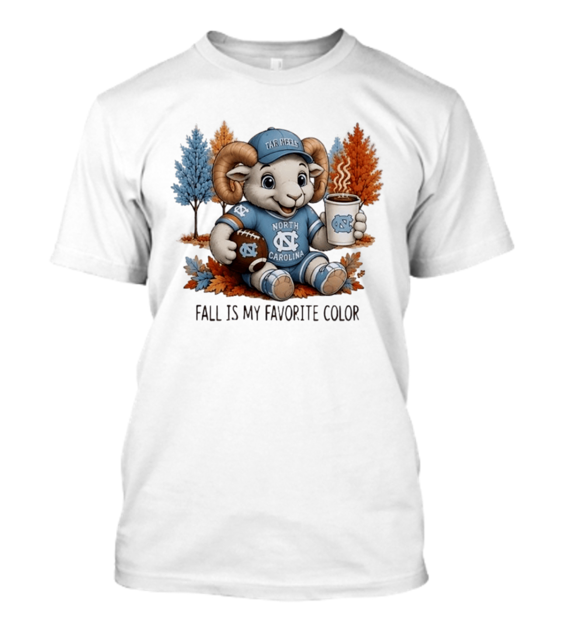North Carolina Tar Heels Ram Fall Is My Favorite Color Football And Coffee T-Shirt