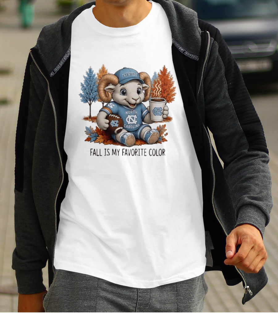 North Carolina Tar Heels Ram Fall Is My Favorite Color Football And Coffee T-Shirt