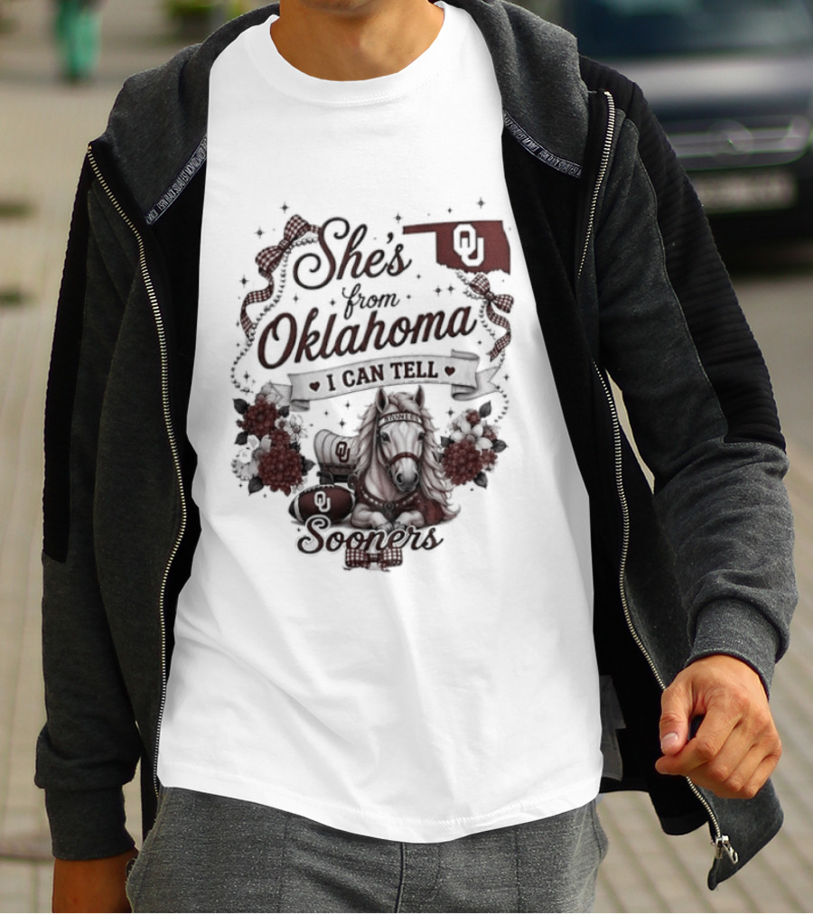 She's From Oklahoma I Can Tell Sooners OU State Pride Football T-Shirt