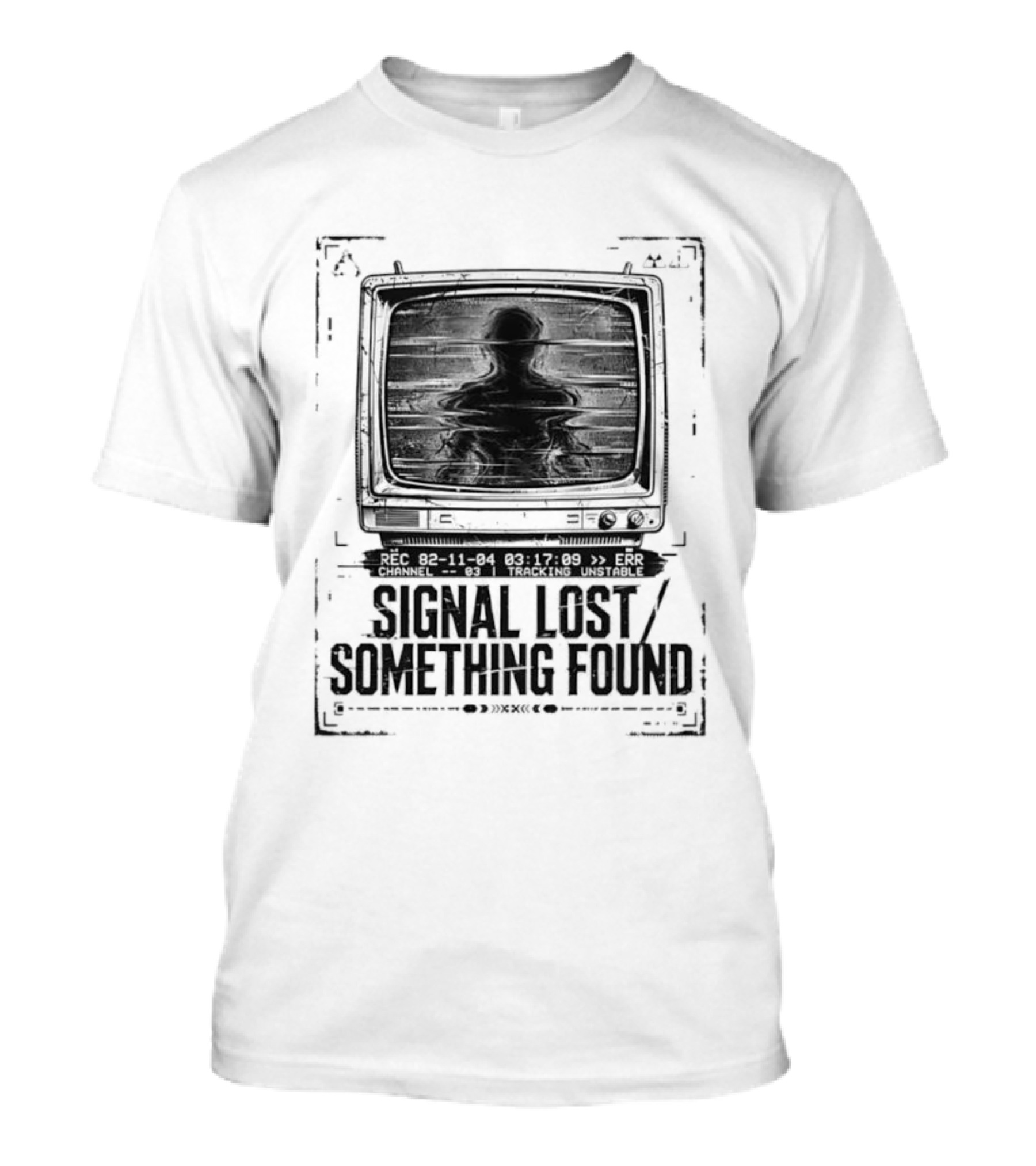 Signal Lost Something Found Vintage Television Glitch Effect T-Shirt