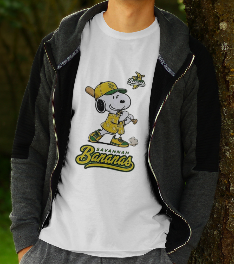 Snoopy Savannah Bananas Peanuts Baseball Collaboration T-Shirt