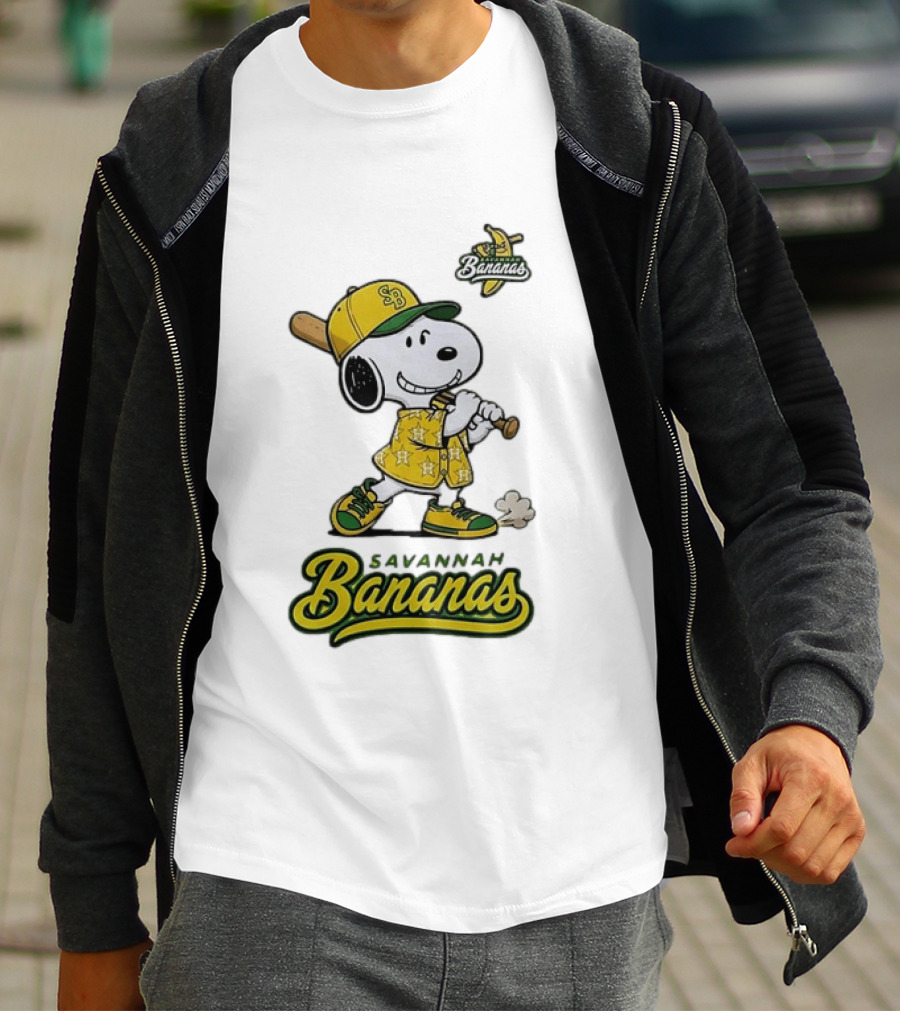 Snoopy Savannah Bananas Peanuts Baseball Collaboration T-Shirt