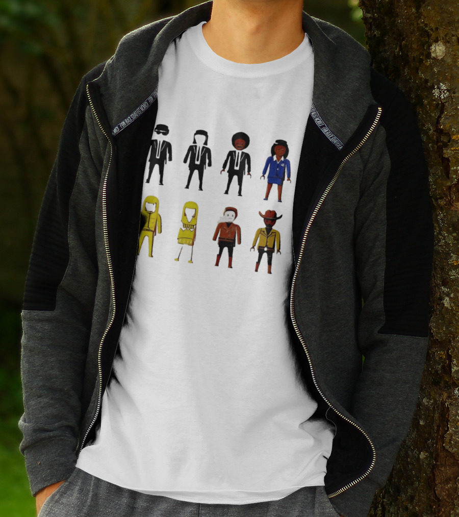 Tarantino Movie Characters Playful Figurine Lineup T-Shirt
