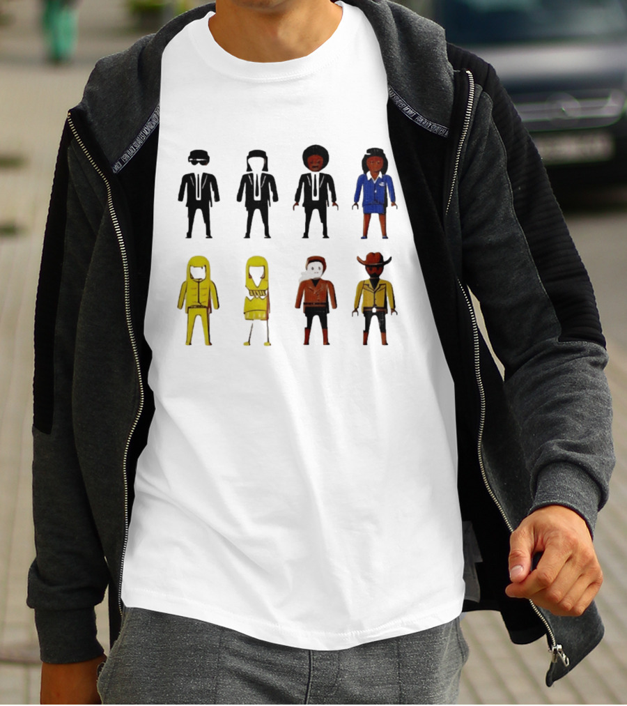 Tarantino Movie Characters Playful Figurine Lineup T-Shirt