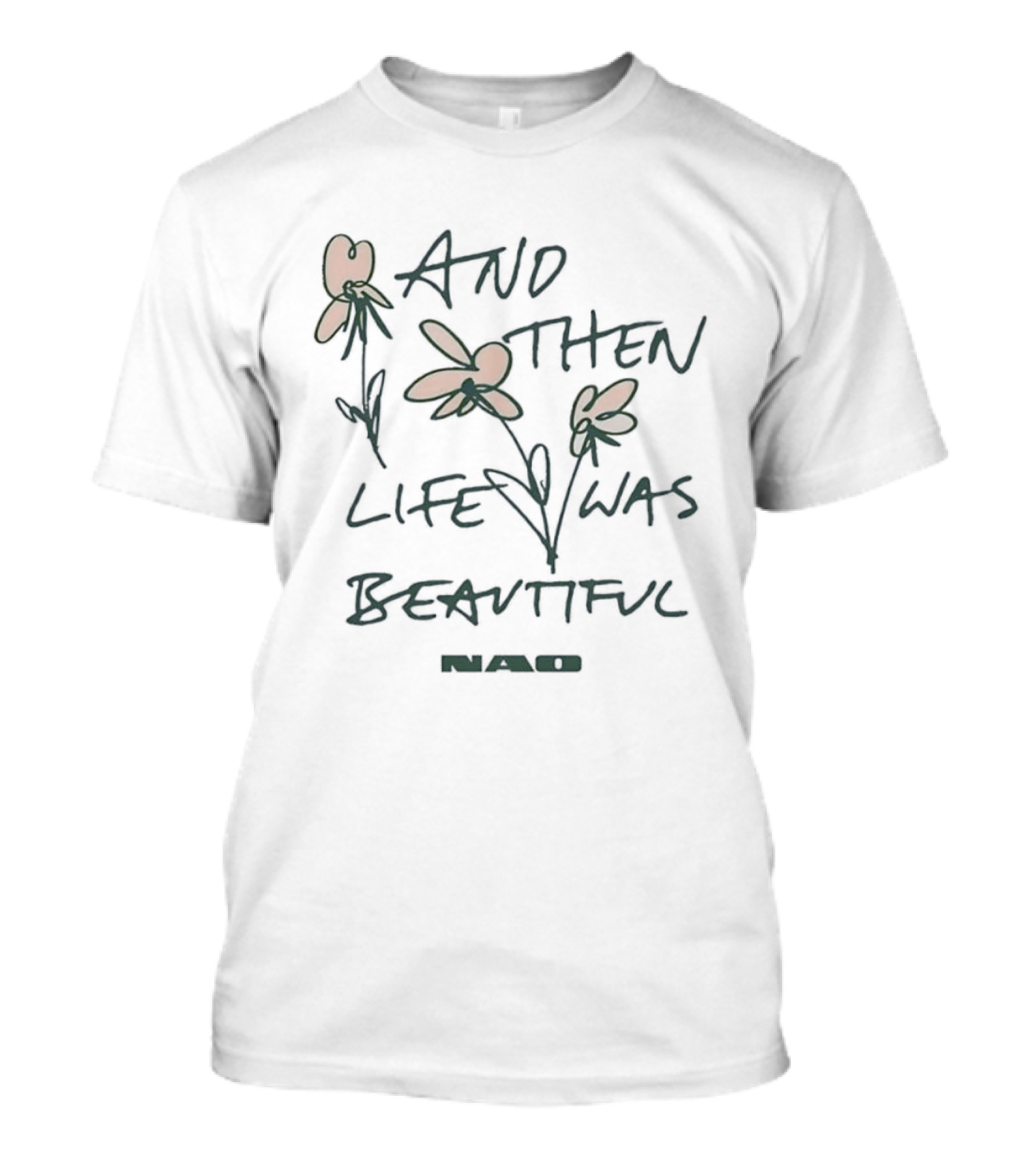 And Then Life Was Beautiful Nao Floral Handwritten Red Flowers T-Shirt