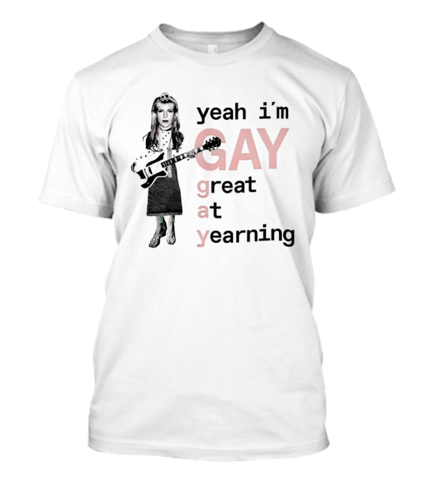Yeah I'm Gay Great At Yearning Meme With Guitar Player T-Shirt