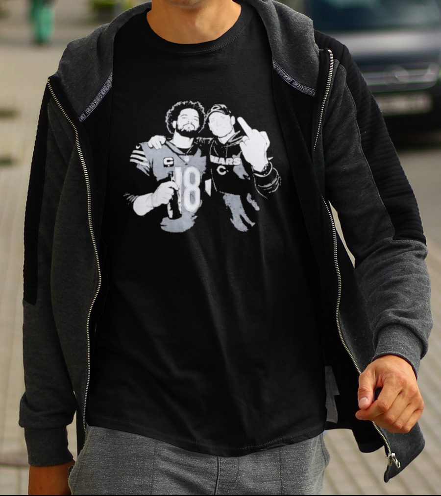Bears Caleb Williams Ben Johnson Middle Finger Gesture T-Shirt