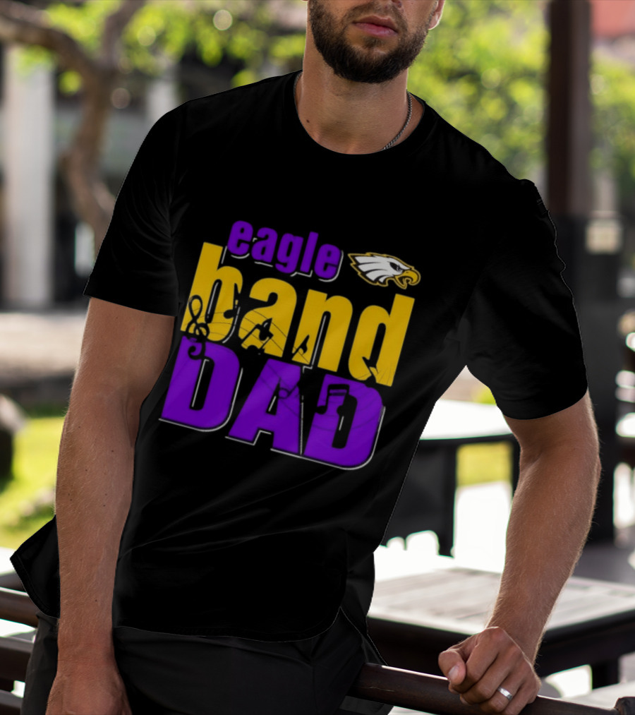Eagle Band Dad With Eagle Head Icon Yellow And Purple T-Shirt